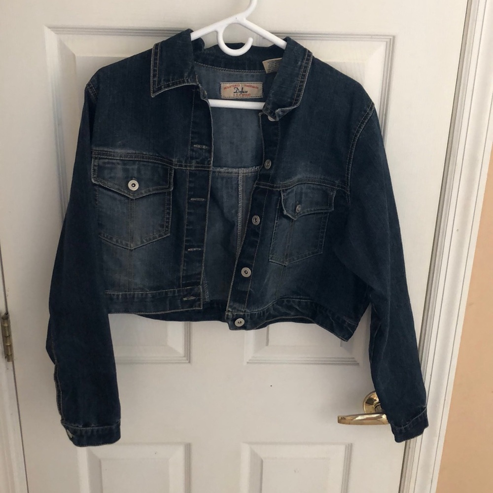 Defuse Cropped Denim Jean Jacket Sz 1X Juniors